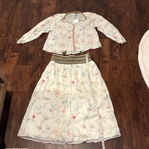 Zara Floral Skirt Set - Cream and Pink NWT